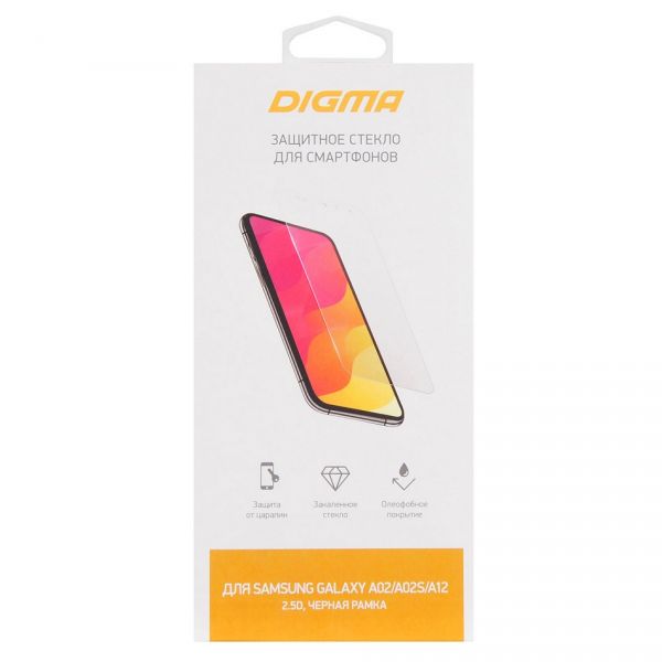 Защитное стекло для сотового телефона Digma 2.5D черный для Samsung Galaxy A02, A02s, A12, A03s 2.5D (DGG2SAA02A) для Samsung Galaxy A02/A02s/A12/A03s